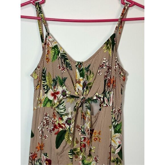 Body Glove Women's Floral Pinstriped Button Down Midi Dress Pink Size Large - Picture 3 of 7